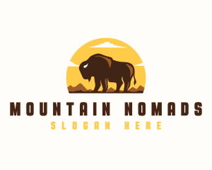 Bison Outdoor Mountain logo design