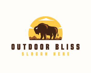 Bison Outdoor Mountain logo design