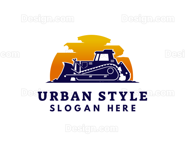 Industrial Bulldozer Machinery Logo