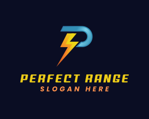 Power Electricity Lightning Letter P logo design