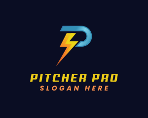 Power Electricity Lightning Letter P logo design