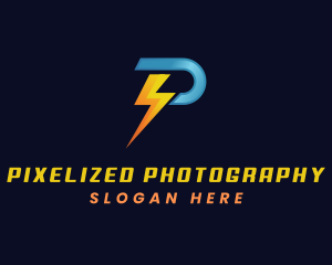 Power Electricity Lightning Letter P logo design