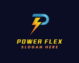 Power Electricity Lightning Letter P logo design