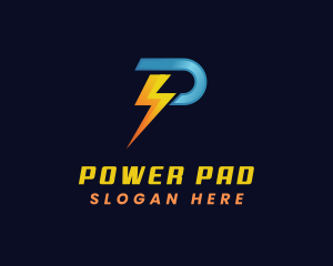 Power Electricity Lightning Letter P logo design