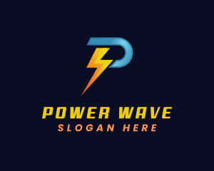 Power Electricity Lightning Letter P logo design