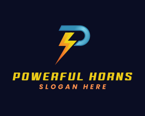 Power Electricity Lightning Letter P logo design