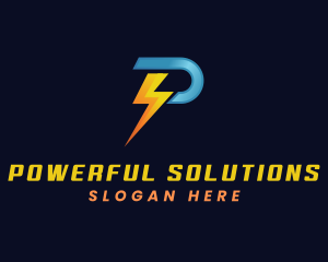 Power Electricity Lightning Letter P logo design