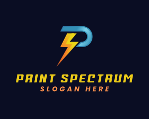 Power Electricity Lightning Letter P logo design