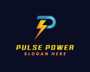 Power Electricity Lightning Letter P logo design