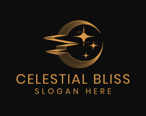 Celestial Glitch Moon logo design