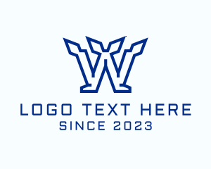Minimalist Tech Gaming Letter W logo