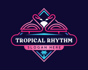 Tropical Beach Flamingo logo