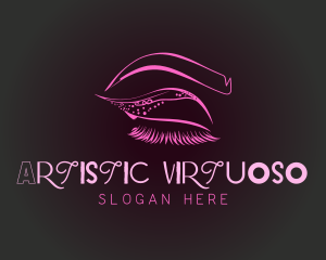 Pink Eyelashes Eyebrows logo design