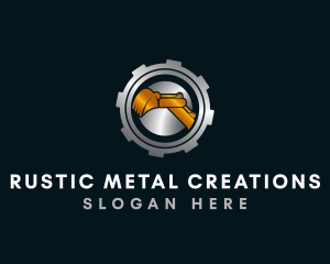 Metallic Gear Excavator logo design