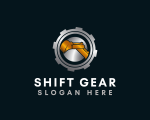 Metallic Gear Excavator logo design