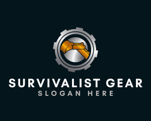 Metallic Gear Excavator logo design