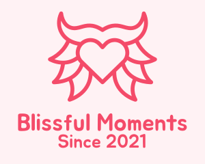 Pink Bull Heart  logo design