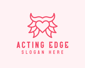 Pink Bull Heart  logo design