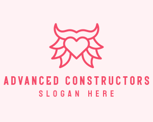 Pink Bull Heart  logo design