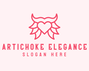 Pink Bull Heart  logo design