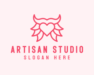 Pink Bull Heart  logo design