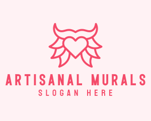 Pink Bull Heart  logo design