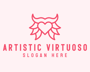 Pink Bull Heart  logo design