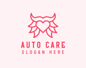 Pink Bull Heart  logo design