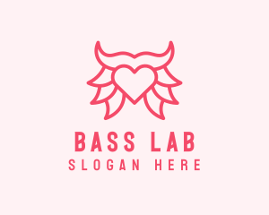 Pink Bull Heart  logo design