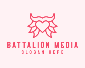 Pink Bull Heart  logo design