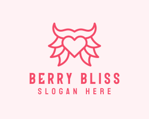 Pink Bull Heart  logo design