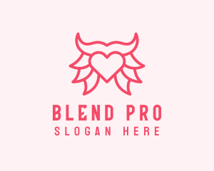 Pink Bull Heart  logo design