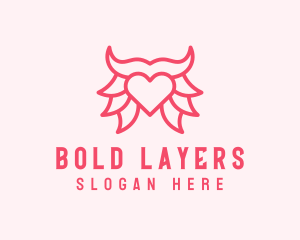 Pink Bull Heart  logo design