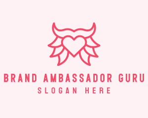 Pink Bull Heart  logo design