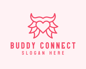 Pink Bull Heart  logo design