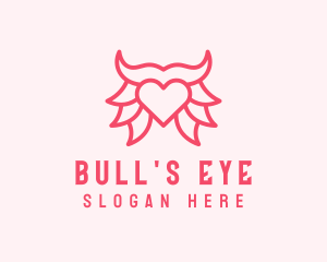 Pink Bull Heart  logo design