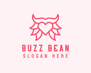 Pink Bull Heart  logo design