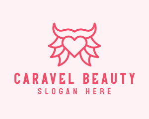 Pink Bull Heart  logo design