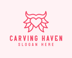 Pink Bull Heart  logo design