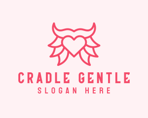 Pink Bull Heart  logo design