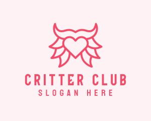 Pink Bull Heart  logo design