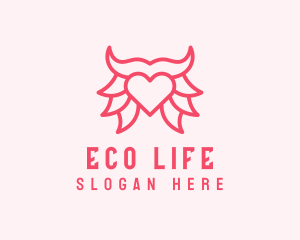 Pink Bull Heart  logo design