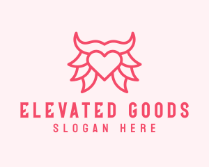 Pink Bull Heart  logo design