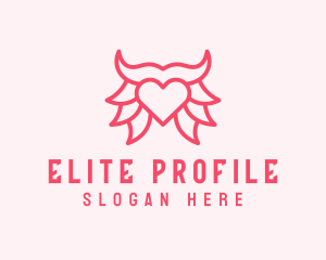 Pink Bull Heart  logo design