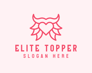 Pink Bull Heart  logo design