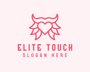 Pink Bull Heart  logo design