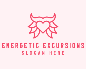 Pink Bull Heart  logo design