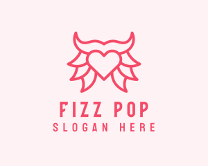 Pink Bull Heart  logo design