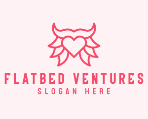 Pink Bull Heart  logo design