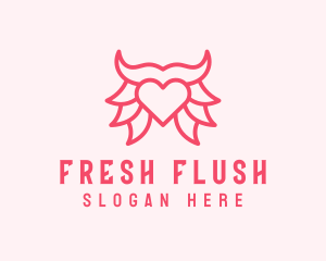 Pink Bull Heart  logo design